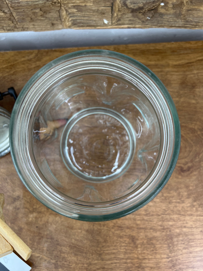 Antique Dazey No. 4 Glass Butter Churn with Wooden Paddles