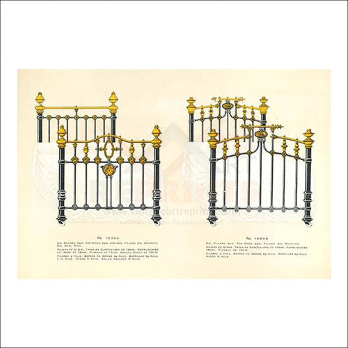Antiques Brass Iron French beds Prints - VINTAGEARTREPRINTS.COM