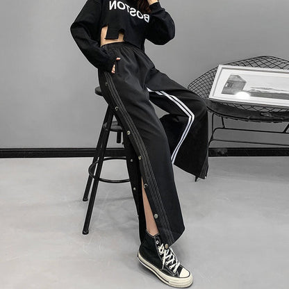 [ASIAN FASHION] Side Buttons Pants 02