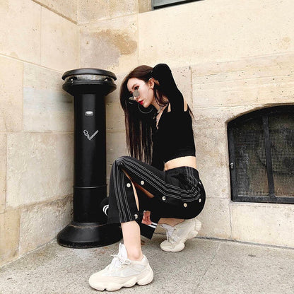 [ASIAN FASHION] Side Buttons Pants 02