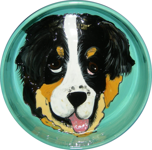 BERNESE MOUNTAIN DOG HANDPAINTED ON CERAMIC DOG BOWL