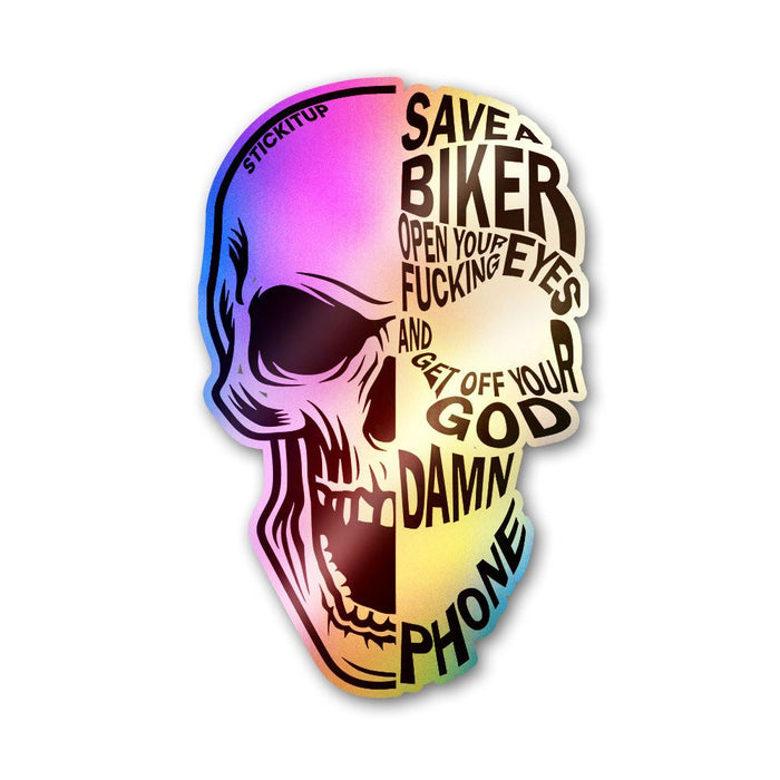 Biker Skull Holographic Stickers - Holographic stickers | STICK IT UP