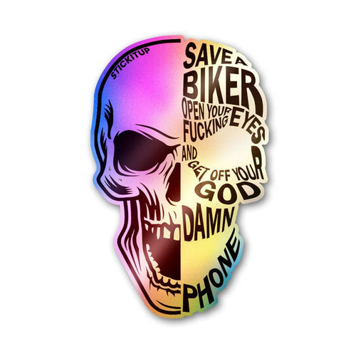 Biker Skull Holographic Stickers - Holographic stickers | STICK IT UP