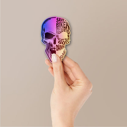Biker Skull Holographic Stickers - Holographic stickers | STICK IT UP
