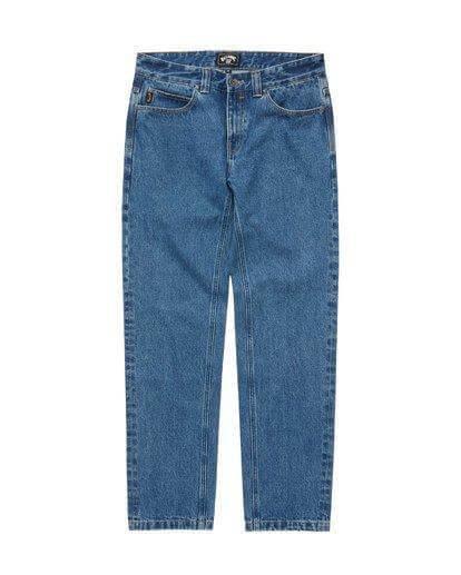 Billabong Fifty Jeans in Ocean Wash, classic blue straight-leg denim jeans front view