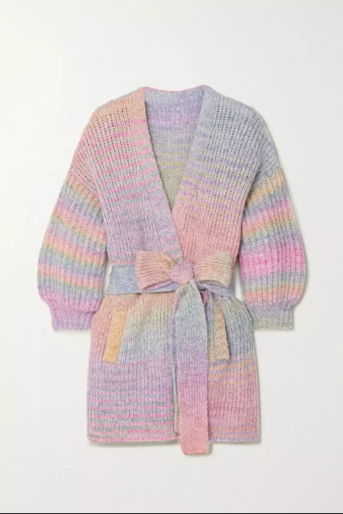 Black Pink Style Lisa Rainbow Knit Cardigan