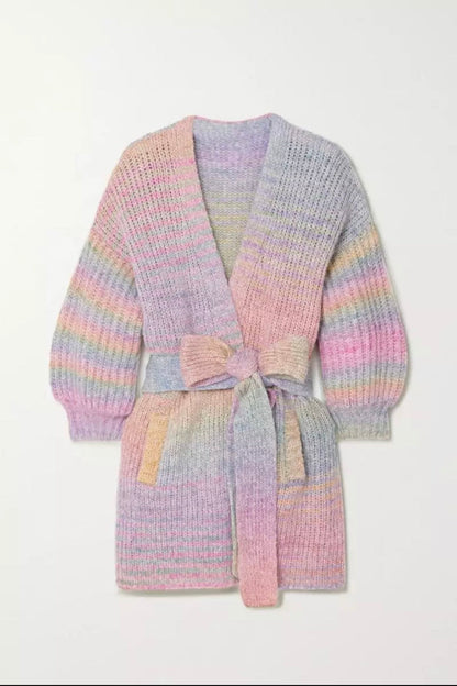 Black Pink Style Lisa Rainbow Knit Cardigan