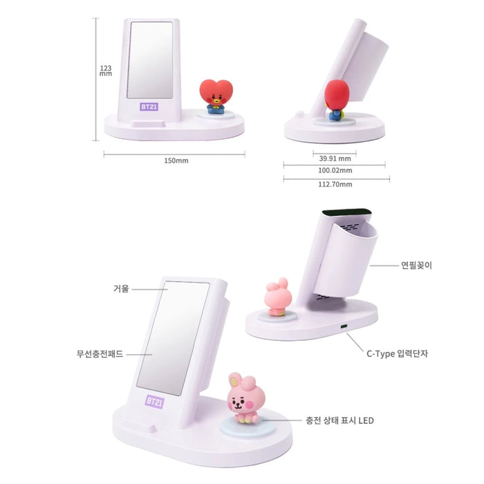 BT21 Official Baby Fast Wireless Stand Charger + Mirror