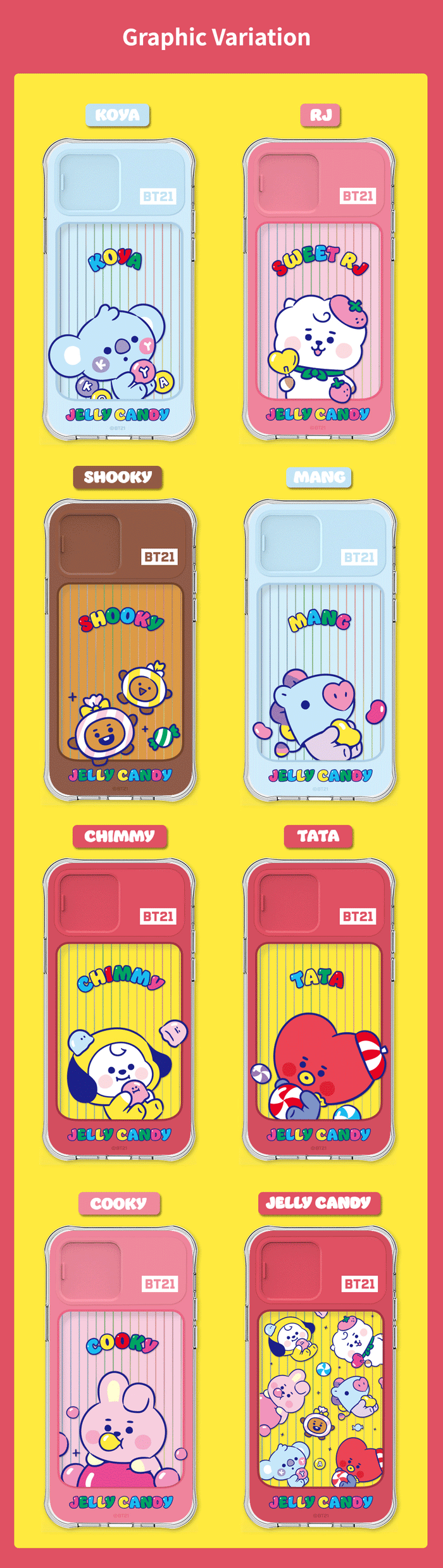 BT21 Official JELLY CANDY Lighting Up Case for iPhone and Galaxy