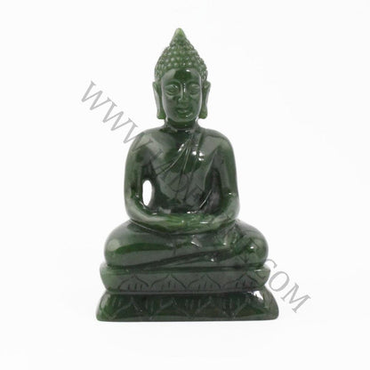 Green Jade Thai Buddha on a white background