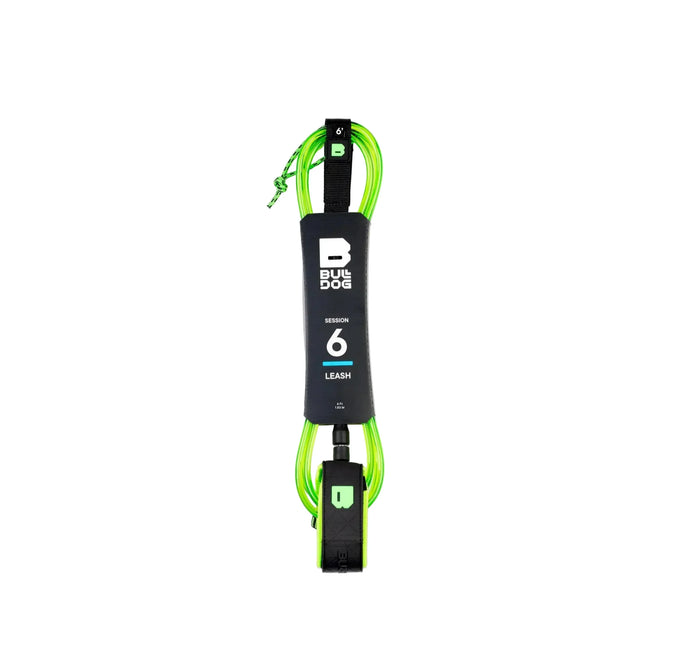 Bulldog 6ft Session Leash, neon green surfboard leash for watersports