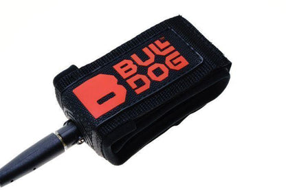 Bulldog 9ft Black Black Red Ankle Leash with logo, durable surfboard accessory
