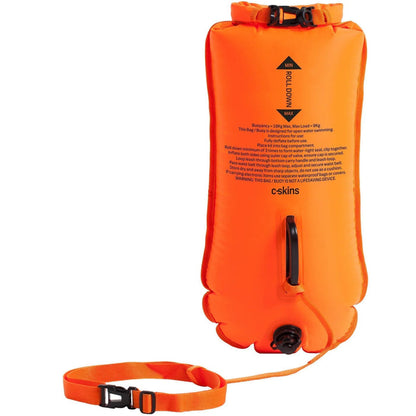 C-Skins Swim Buoy 28L Dry Bag Safety Orange with handle and waist strap