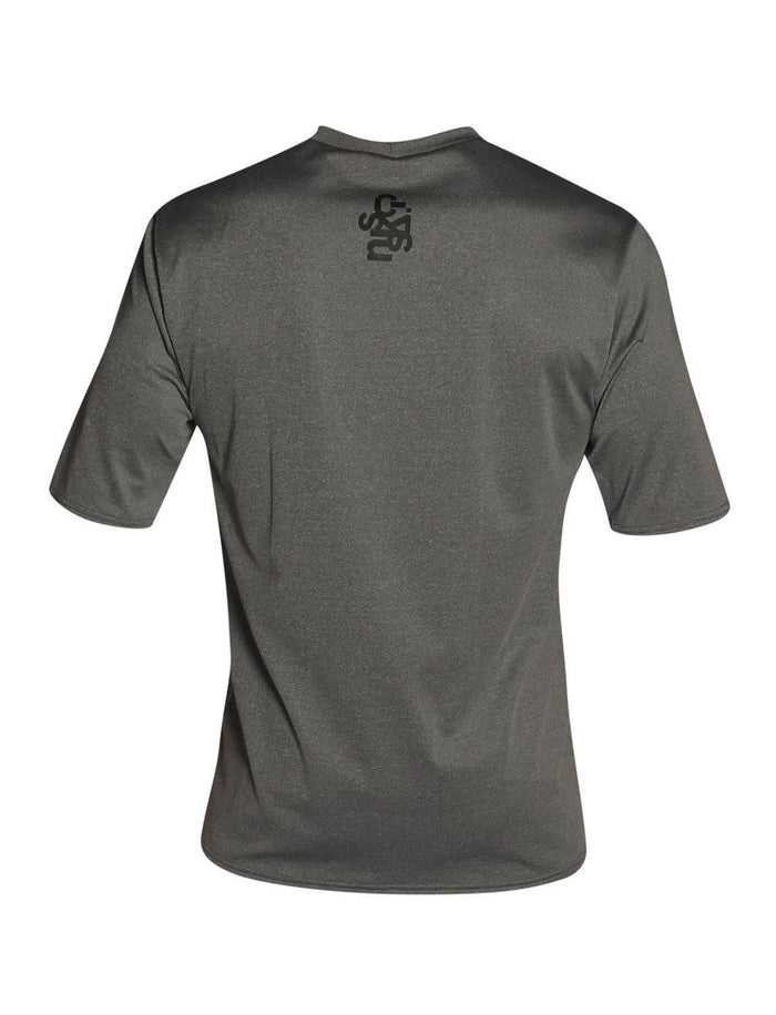 C-Skins UV Surf Tee Deep Grey Heather UPF 50, back view, short sleeve rash guard