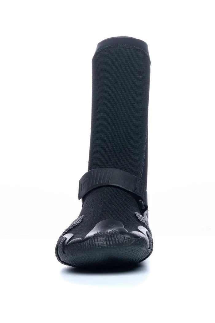 Black O'Neill wetsuit boot with textured sole and ankle strap for watersports