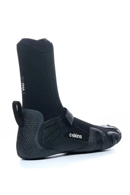 c-skis black wetsuit boot with textured sole and ankle strap for watersports