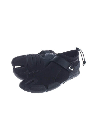 C-Skins Wired Reef Shoe 2mm split toe wetsuit shoe in black with strap and drawstring
