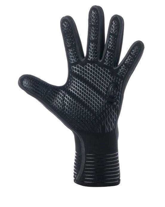 Black wetsuit glove with textured grip for watersports