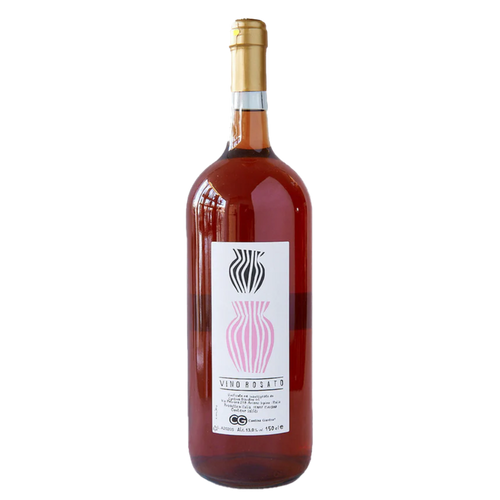 Rosato wine magnum bottle with gold cork and pink label, 1.5L