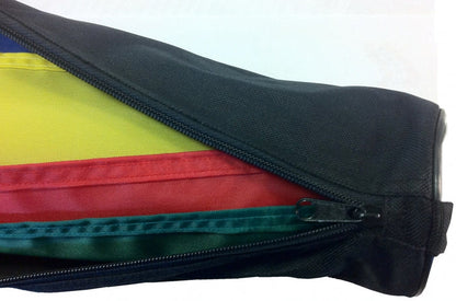 Motorsports flag travel bag with adjustable carrying strap