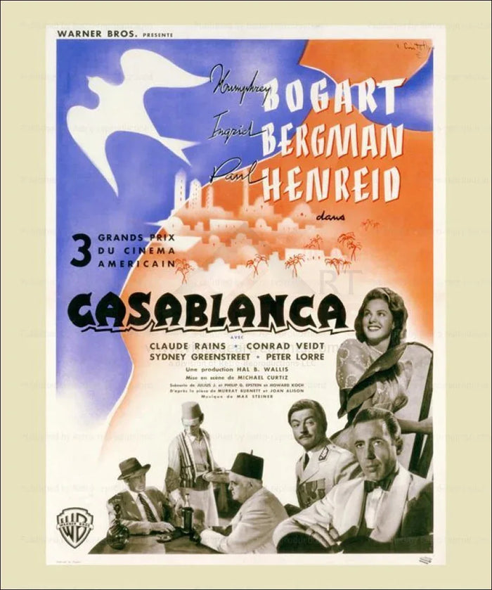 Casablanca, Humphrey Bogart and Ingrid Bergman - VINTAGEARTREPRINTS.COM