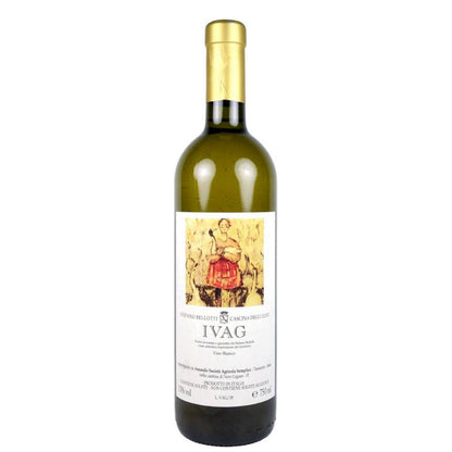 White wine bottle with gold foil cap, front label artwork and IVAG 2021