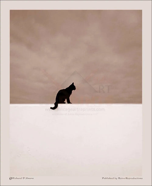 Cat on Wall - VINTAGEARTREPRINTS.COM