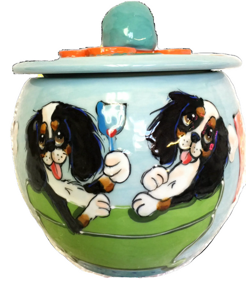 Cavalier togetherness Pet Treat Jar