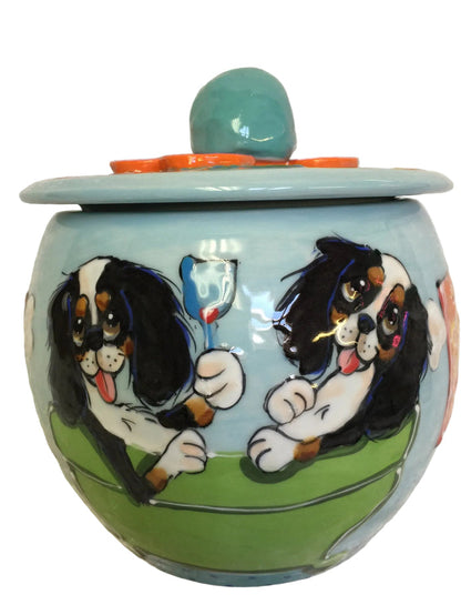 Cavalier togetherness Pet Treat Jar