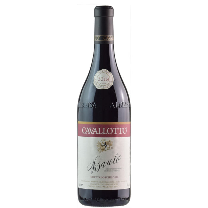 Cavallotto Barolo wine bottle 2018 with dark glass and front label
