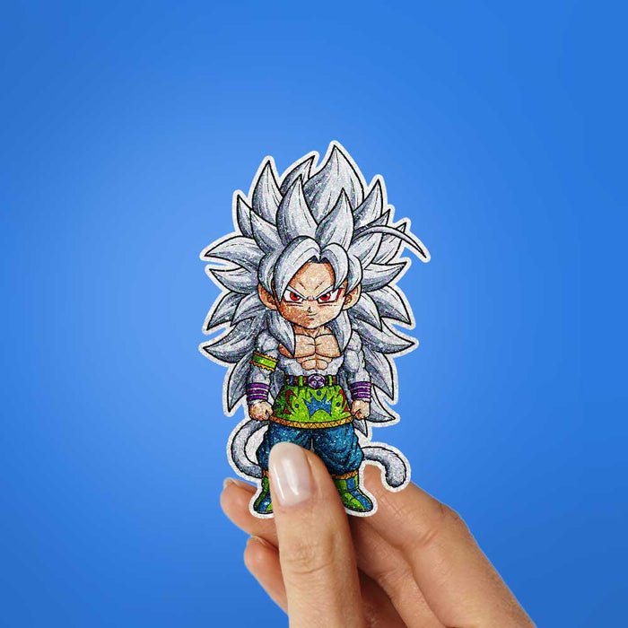 Chibi Golden Warrior Glitter Sticker - Glitter Stickers | STICK IT UP