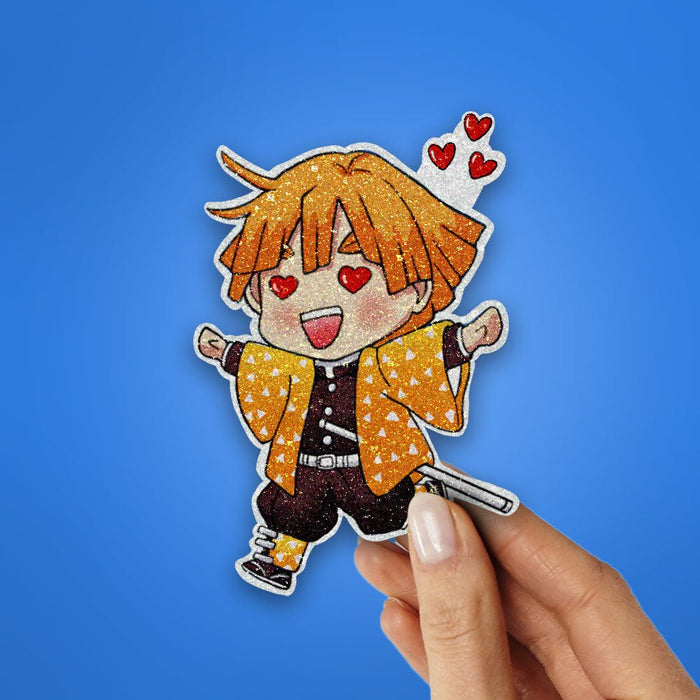 Chibi Zenitsu Glitter Sticker - Glitter Stickers | STICK IT UP