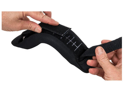 Black wetsuit ankle strap with velcro and stitching detail