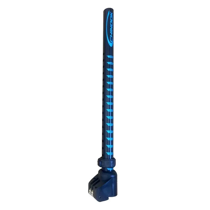 Chinook blue wing foil mast with measurement markings for watersports gear