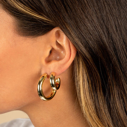 Chunky Gold Plated Hoops Earrings