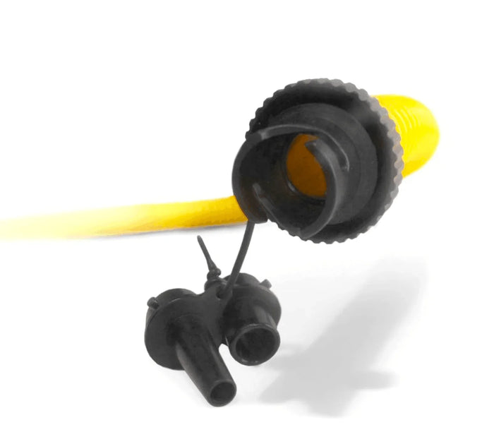 Core Kite Pump XL 2.9L yellow hose with black nozzle and valve adapters for kitesurfing