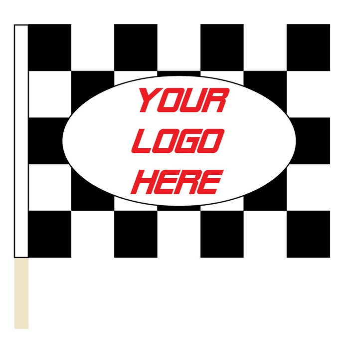 Custom printed checkered race flag with logo