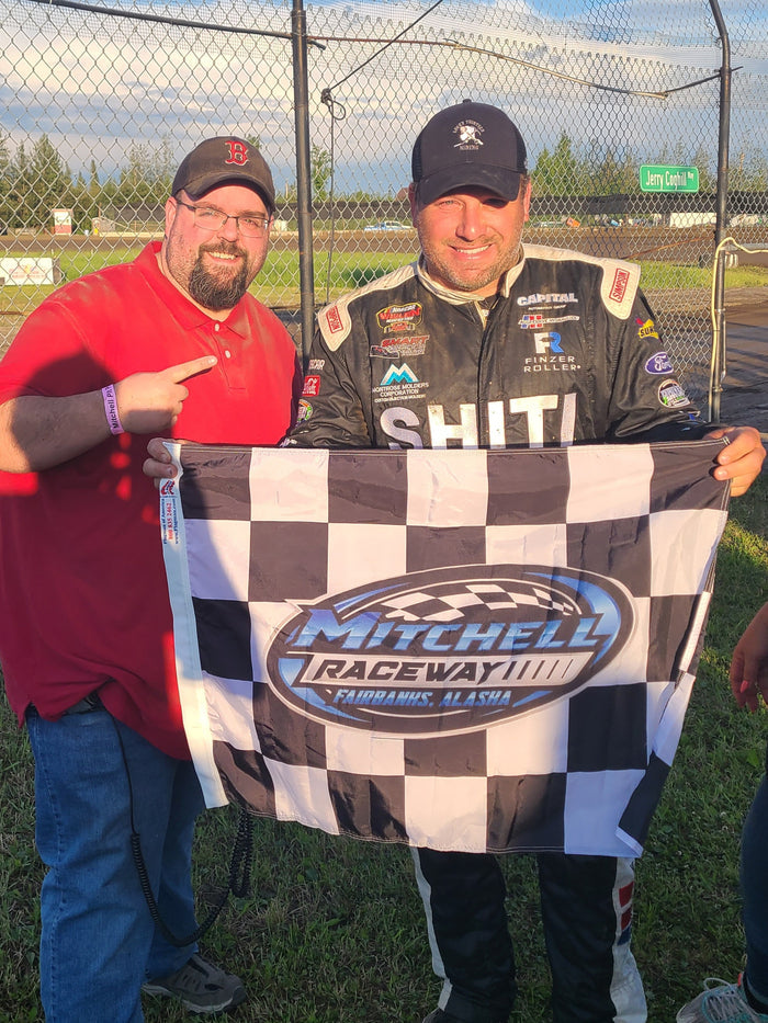 Professional race flag at finish line