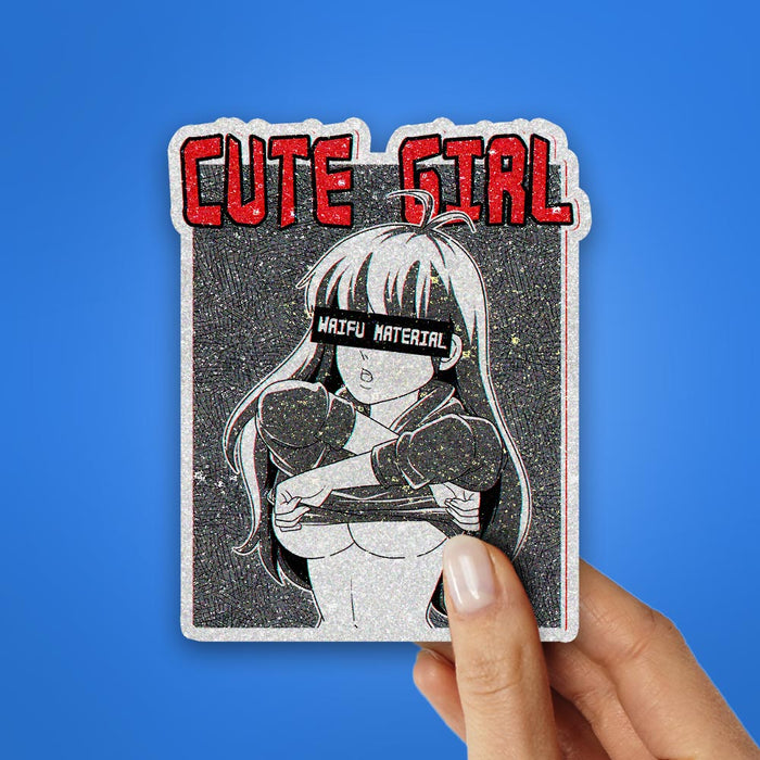 Cute Girl 0.4 Glitter Sticker - Glitter Stickers | STICK IT UP