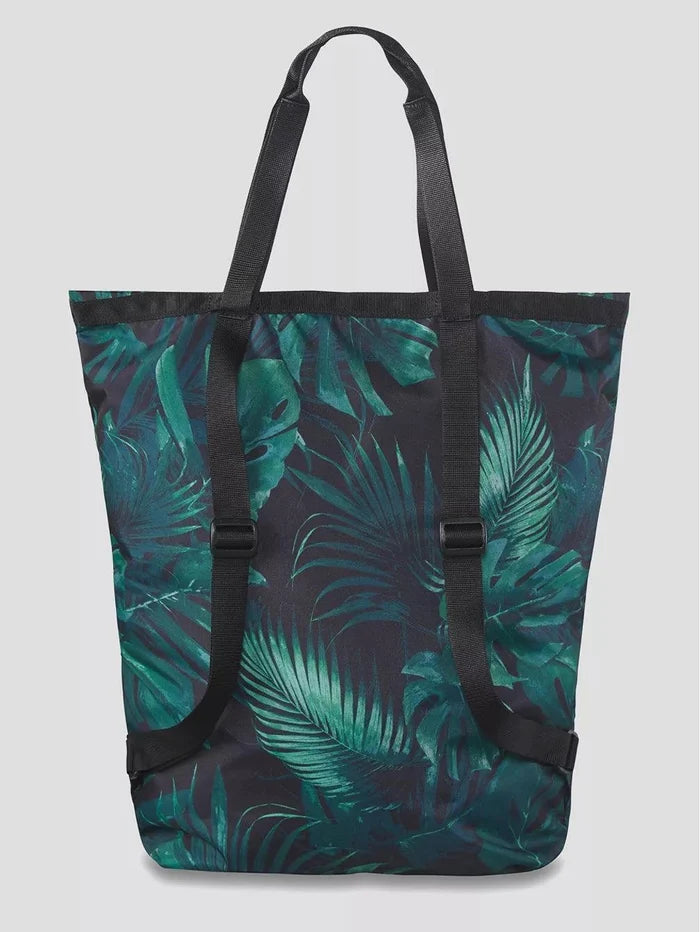 Dakine Packable Tote Pack 18L Night Tropical backpack with green leaf print