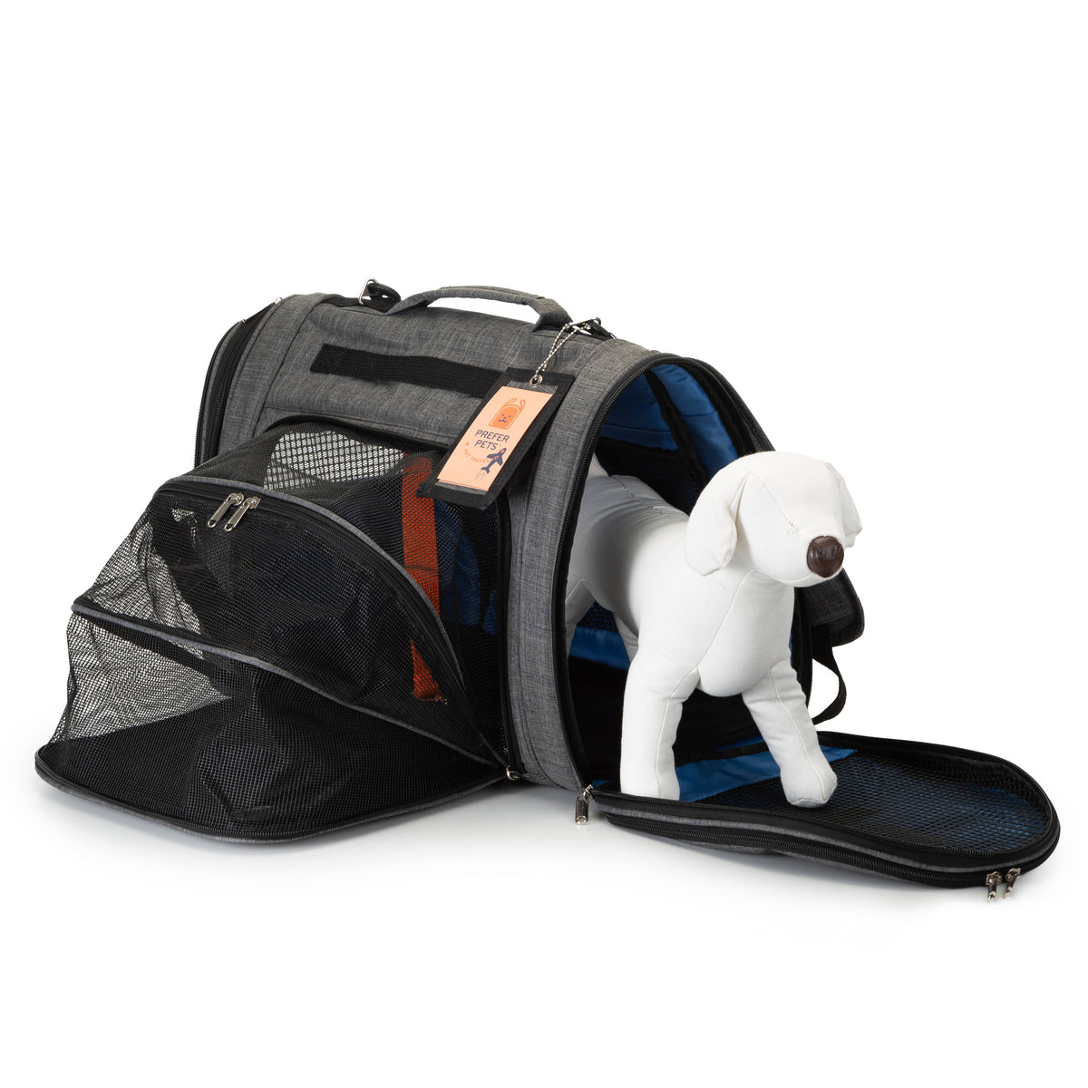 Prefer Pets Travel Gear - Hideaway Backpack - Expandable Heather Gray