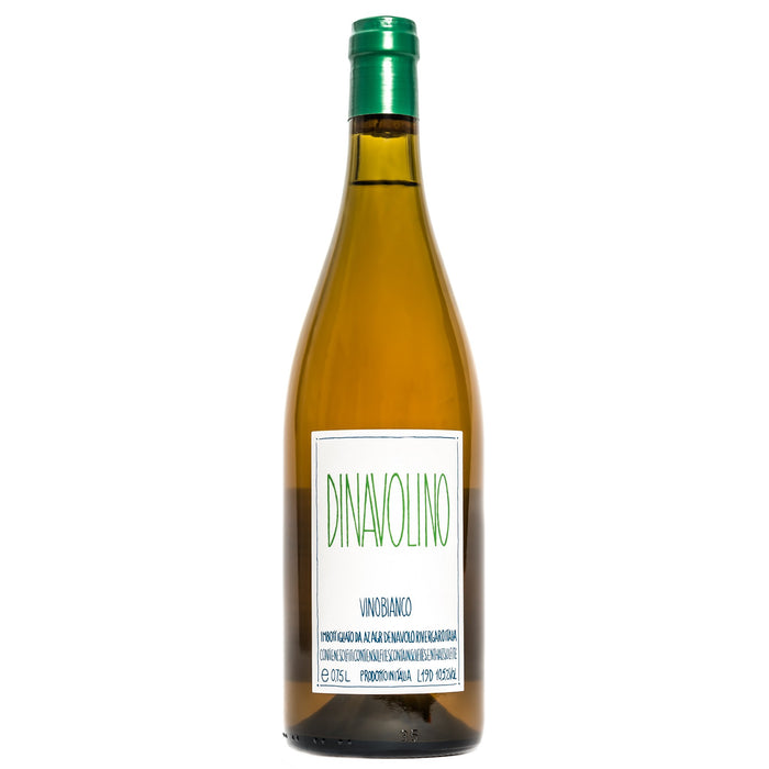 Denavolo Dinavolino white wine bottle, 2022, green cap and light-colored label