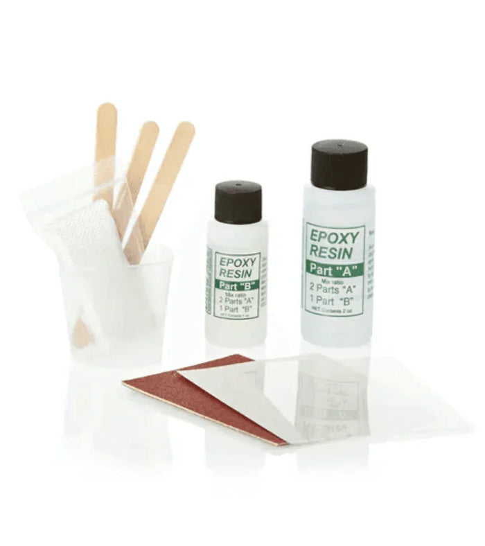 Ding All Standard 3oz Epoxy Kit for surfboard repair with resin bottles, sticks, and patches