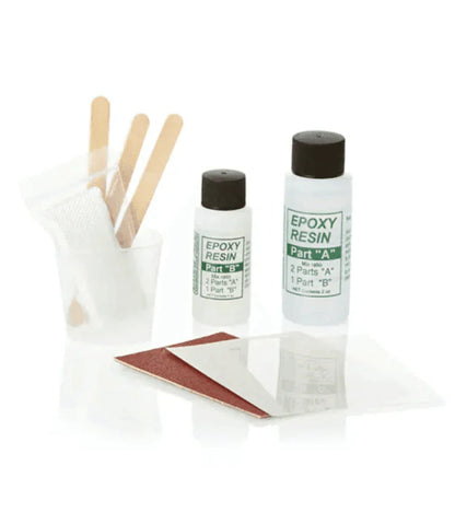 Ding All Standard 3oz Epoxy Kit for surfboard repair with resin bottles, sticks, and patches