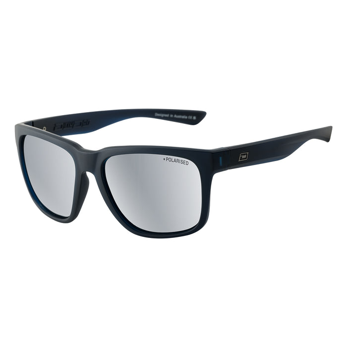 Billabong polarised sunglasses with dark blue frames and silver lenses
