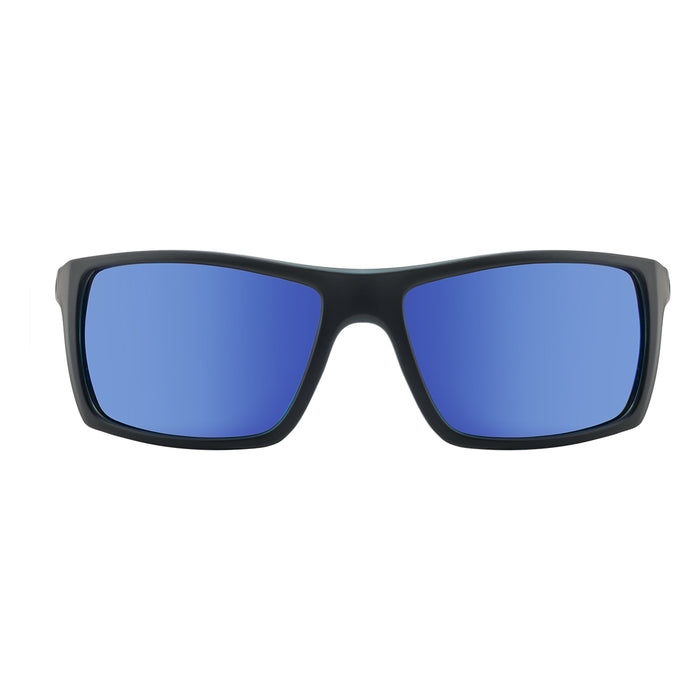 Black frame blue lens sunglasses for watersports