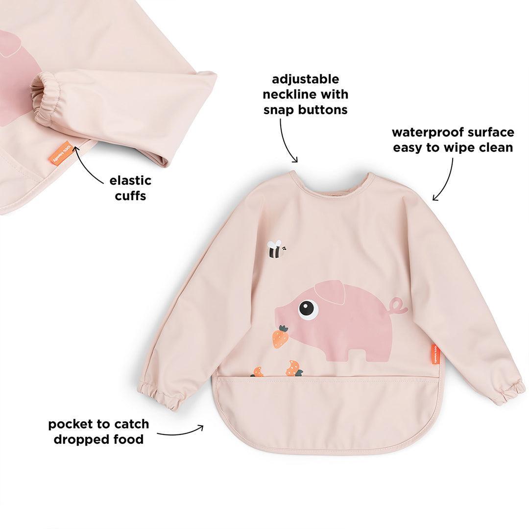 Done By Deer Sleeved Pocket Bib - Tiny Farm Powder