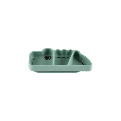 Done by Deer Silicone Stick & Stay Snack Plate - Croco - Green