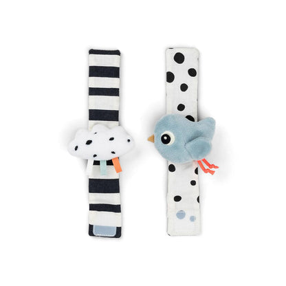 Done by Deer Wrist Rattle Set - 2 Pack - Blue - Happy Clouds