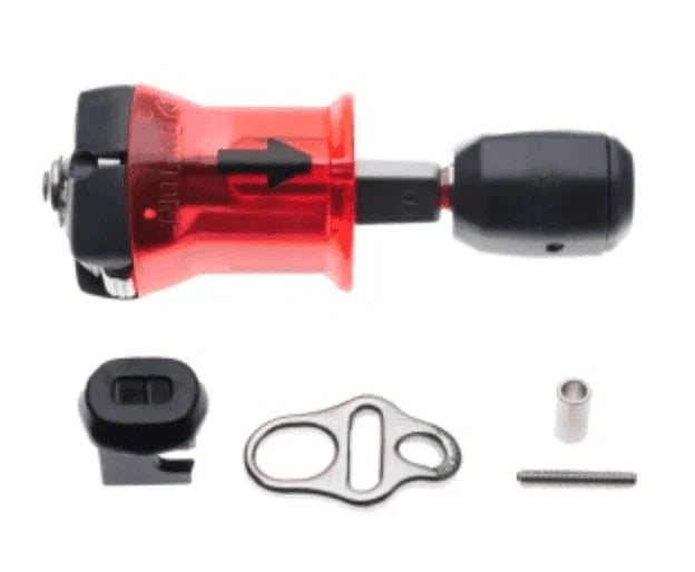 Duotone Click Bar spare parts kit with red and black components and metal fittings